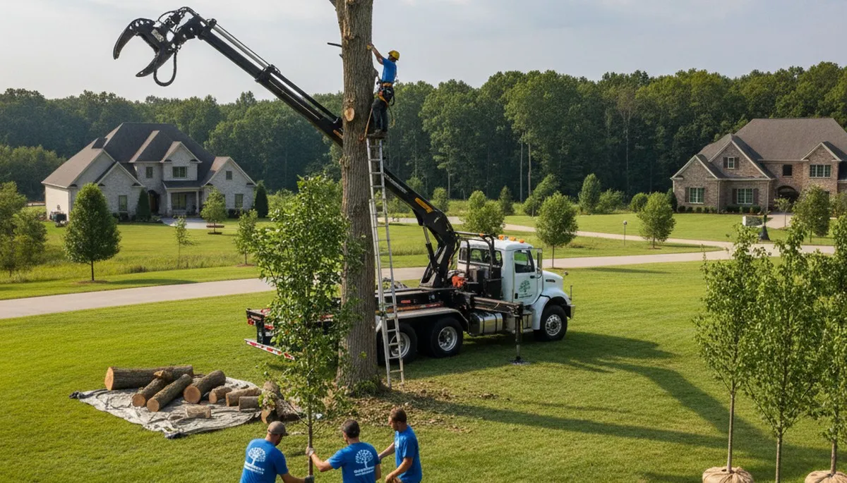 Arborist planting new tree in Harrisburg, PA for Chop Chop Tree professional landscaping service