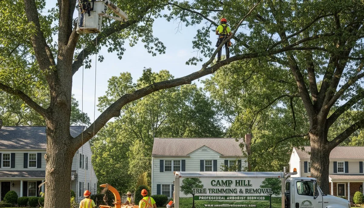 Professional tree removal service in Harrisburg PA safely clearing large oak tree
