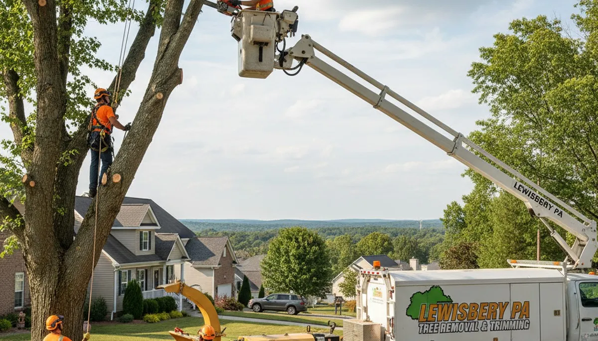 Professional tree removal service in Harrisburg PA safely cutting and clearing large trees