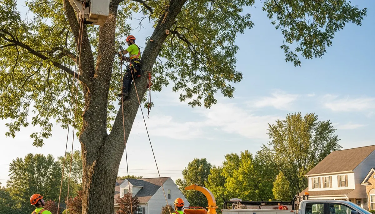 Professional tree removal service in Harrisburg PA removing large oak safely