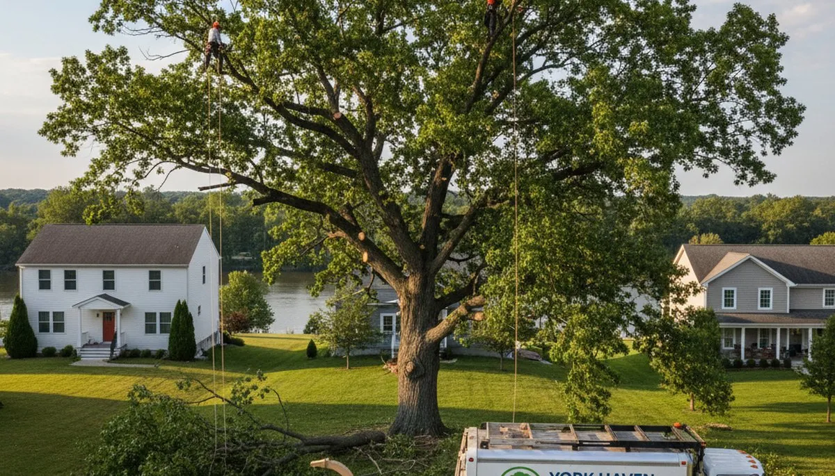 Professional tree removal service in Harrisburg PA safely clearing trees for residential property