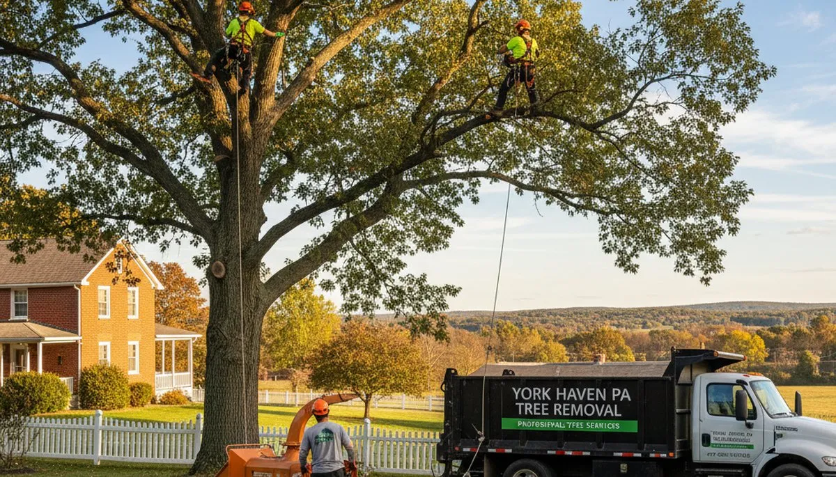 Professional tree removal service in Harrisburg PA safely cutting and clearing large trees